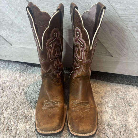 Ariat Shoes - Ariat QuickDraw Brown Leather Western Boots Ladies Woman 7.5 Cowgirl Rodeo